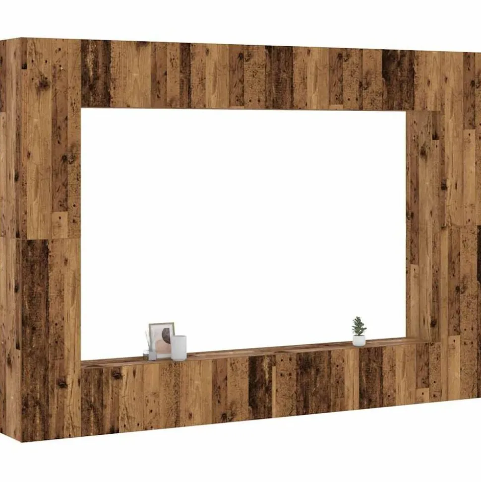 vidaXL 8-delig Tv-meubelset wandmontage bewerkt hout oud houtkleurig