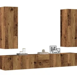 vidaXL 5-delig Tv-meubelset wandmontage bewerkt hout oud houtkleurig