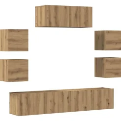 vidaXL 7-delig Tv-meubelset wandmontage bewerkt hout artisanaal eiken