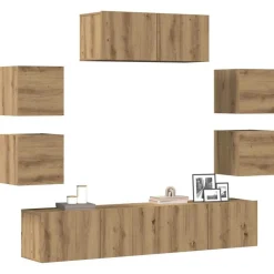 vidaXL 7-delig Tv-meubelset wandmontage bewerkt hout artisanaal eiken