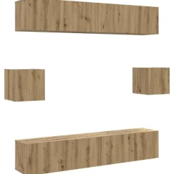 vidaXL 6-delig Tv-meubelset wandmontage bewerkt hout artisanaal eiken