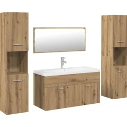 vidaXL 5-delige Badkamermeubelset bewerkt hout artisanaal eikenkleur