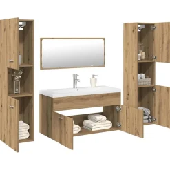 vidaXL 5-delige Badkamermeubelset bewerkt hout artisanaal eikenkleur