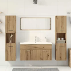 vidaXL 5-delige Badkamermeubelset bewerkt hout artisanaal eikenkleur