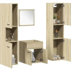 vidaXL 4-delige Badkamermeubelset bewerkt hout sonoma eikenkleurig