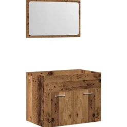 vidaXL 2-delige Badkamermeubelset bewerkt hout oud houtkleurig