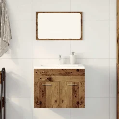 vidaXL 2-delige Badkamermeubelset bewerkt hout oud houtkleurig