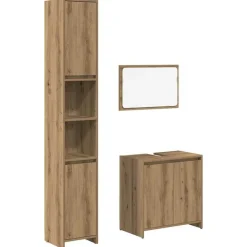 vidaXL 3-delige Badkamermeubelset bewerkt hout artisanaal eikenkleur