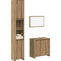 vidaXL 3-delige Badkamermeubelset bewerkt hout artisanaal eikenkleur
