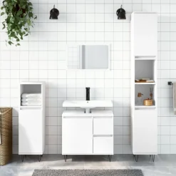 vidaXL 3-delige Badkamermeubelset bewerkt hout wit