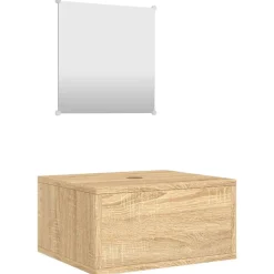 vidaXL 2-delige Badkamermeubelset bewerkt hout eikenkleurig
