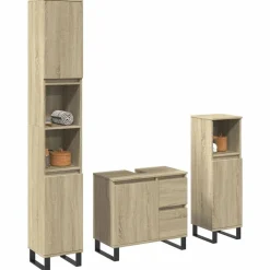 vidaXL 3-delige Badkamermeubelset bewerkt hout sonoma eikenkleurig