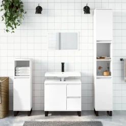 vidaXL 3-delige Badkamermeubelset bewerkt hout wit