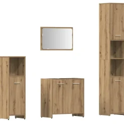 vidaXL 4-delige Badkamermeubelset bewerkt hout artisanaal eikenkleur