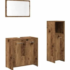 vidaXL 3-delige Badkamermeubelset bewerkt hout oud houtkleurig