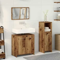 vidaXL 3-delige Badkamermeubelset bewerkt hout oud houtkleurig