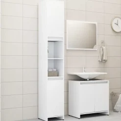 vidaXL 3-delige Badkamermeubelset bewerkt hout wit