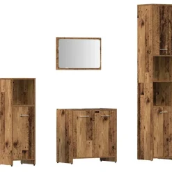 vidaXL 4-delige Badkamermeubelset bewerkt hout oud houtkleurig
