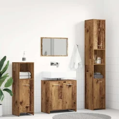 vidaXL 4-delige Badkamermeubelset bewerkt hout oud houtkleurig