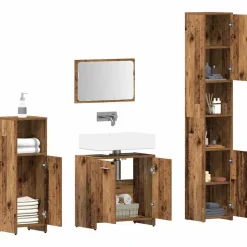 vidaXL 4-delige Badkamermeubelset bewerkt hout oud houtkleurig