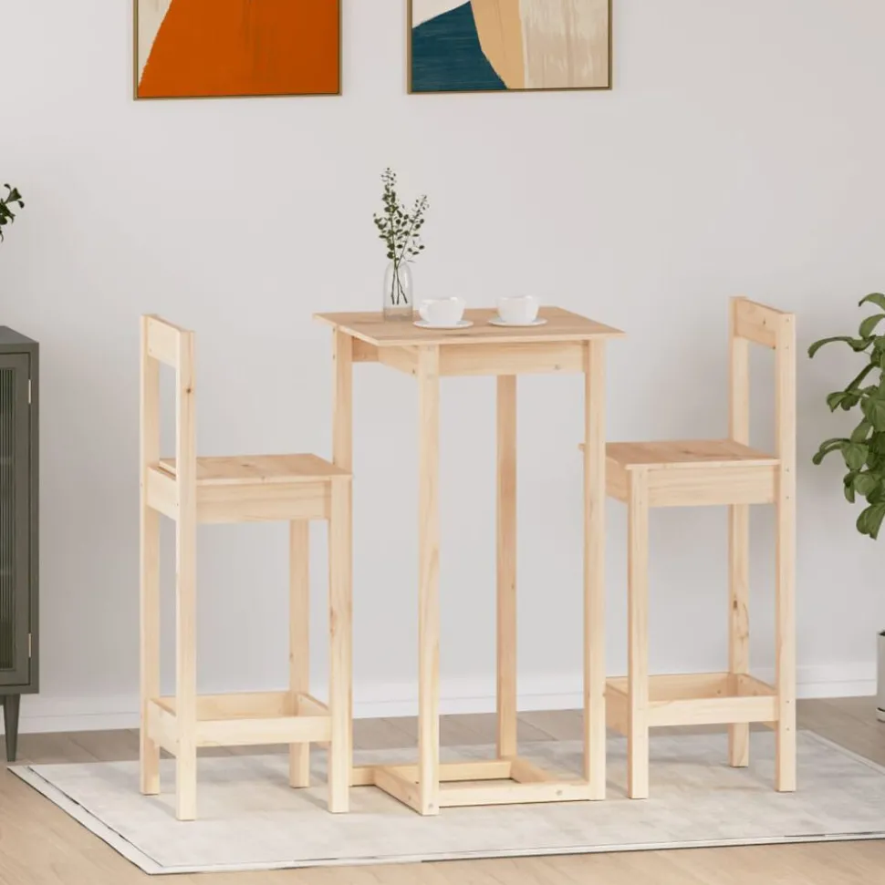 vidaXL 3-delige Barset massief grenenhout