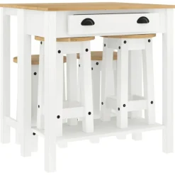 vidaXL 5-delige Barset massief grenenhout wit