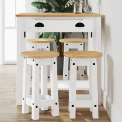 vidaXL 5-delige Barset massief grenenhout wit