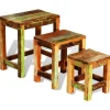 vidaXL 3-delige Bijzettafeltjesset vintage stijl gerecycled hout