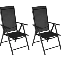 vidaXL 3-delige Bistroset aluminium en textileen zwart