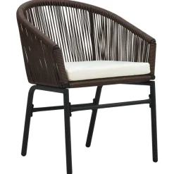 vidaXL 3-delige Bistroset met kussens PE-rattan bruin