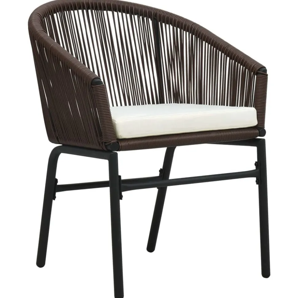 vidaXL 3-delige Bistroset met kussens PE-rattan bruin