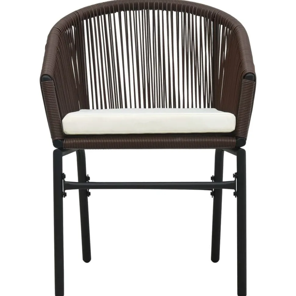 vidaXL 3-delige Bistroset met kussens PE-rattan bruin
