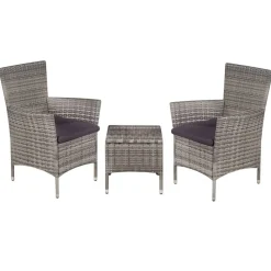 vidaXL 3-delige Bistroset poly rattan grijs