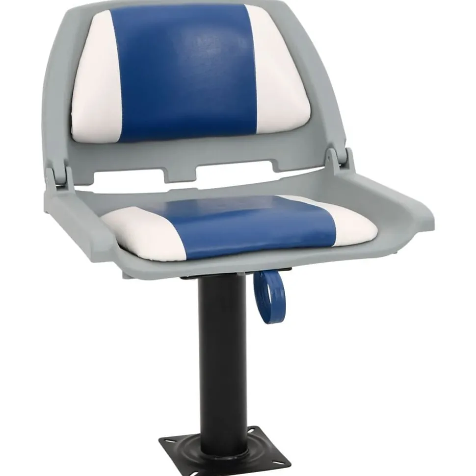 vidaXL 2-delige Bootstoelenset inklapbaar 48x51x41 cm blauw en wit