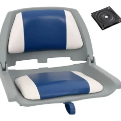 vidaXL 2-delige Bootstoelenset met blauw-witte kussens inklapbaar