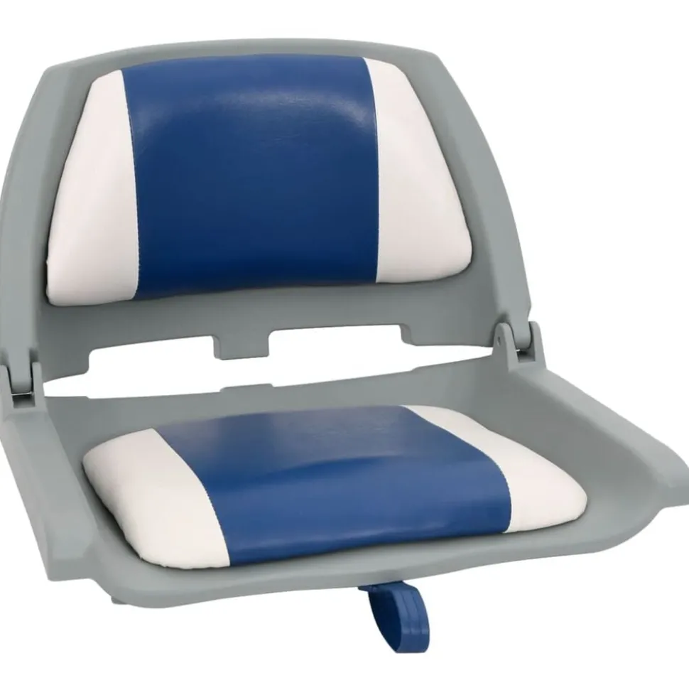 vidaXL 2-delige Bootstoelenset met blauw-witte kussens inklapbaar