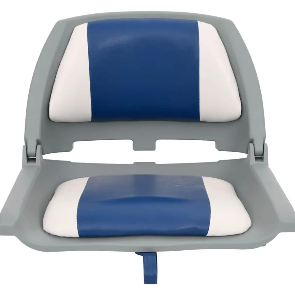 vidaXL 2-delige Bootstoelenset met blauw-witte kussens inklapbaar