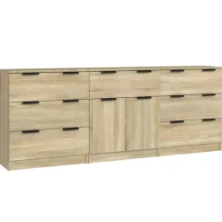 vidaXL 3-delige Dressoirs bewerkt hout sonoma eiken