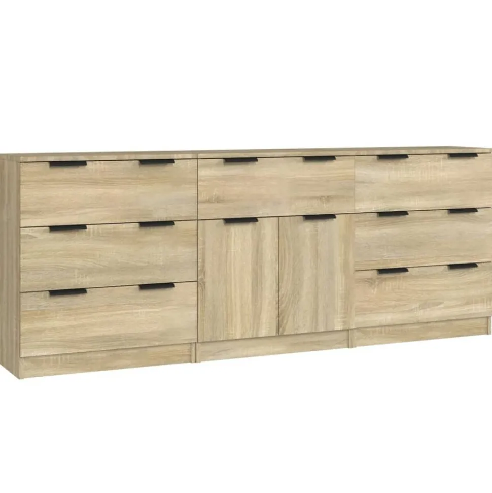 vidaXL 3-delige Dressoirs bewerkt hout sonoma eiken