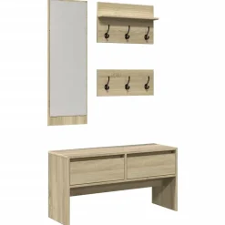 vidaXL 4-delige Garderobe set bewerkt hout sonoma eikenkleurig