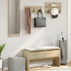 vidaXL 4-delige Garderobe set bewerkt hout sonoma eikenkleurig