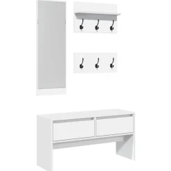 vidaXL 4-delige Garderobe set bewerkt hout wit