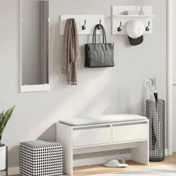 vidaXL 4-delige Garderobe set bewerkt hout wit