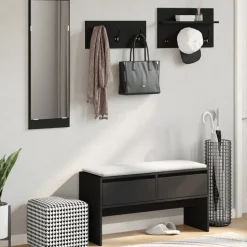 vidaXL 4-delige Garderobe set bewerkt hout zwart