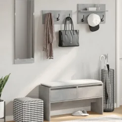 vidaXL 4-delige Garderobe set bewerkt hout betongrijs