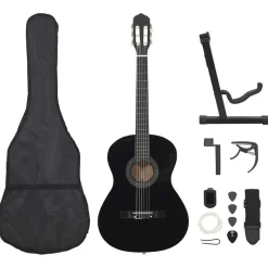 vidaXL 12-delige Gitaarset klassiek beginner 4/4 39" zwart