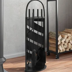 vidaXL 5-delige Haardset 23x15x66 cm staal