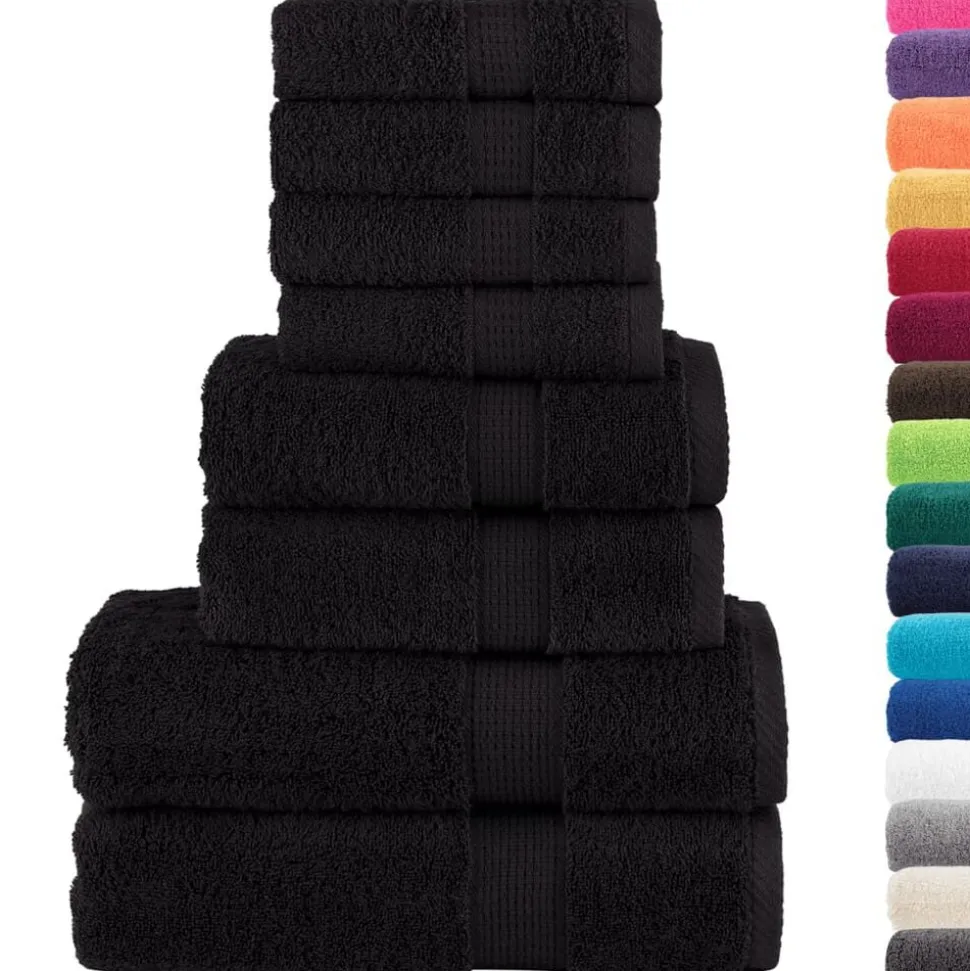 vidaXL 8-delige Handdoekenset SOLUND 600 g/m² zwart