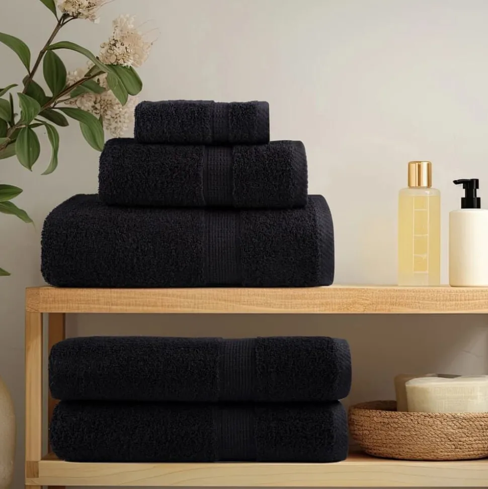 vidaXL 8-delige Handdoekenset SOLUND 600 g/m² zwart
