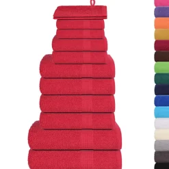 vidaXL 12-delige Handdoekenset FROGN 360 g/m² rood